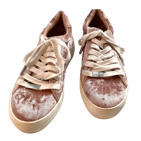 TOPSHOP WOMENS VELVET LACE UP SNEAKERS - Picture 2 of 8